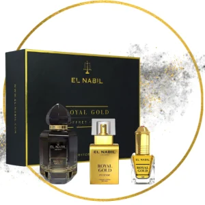 Coffret El Nabil Royal Gold : Eau de parfum de 65ml  + Eau de parfum INTENSE  de 12ml  et 5ml de musc